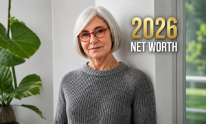 Anne Abel Net Worth 2026 featured image showing acclaimed author Anne Abel in a gray sweater and red glasses.