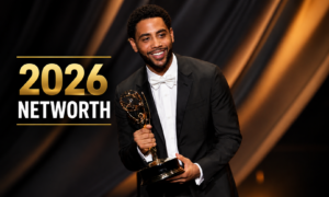 "Jharrel Jerome portrait for a 2026 net worth article covering his career, earnings, awards, and success in Hollywood."