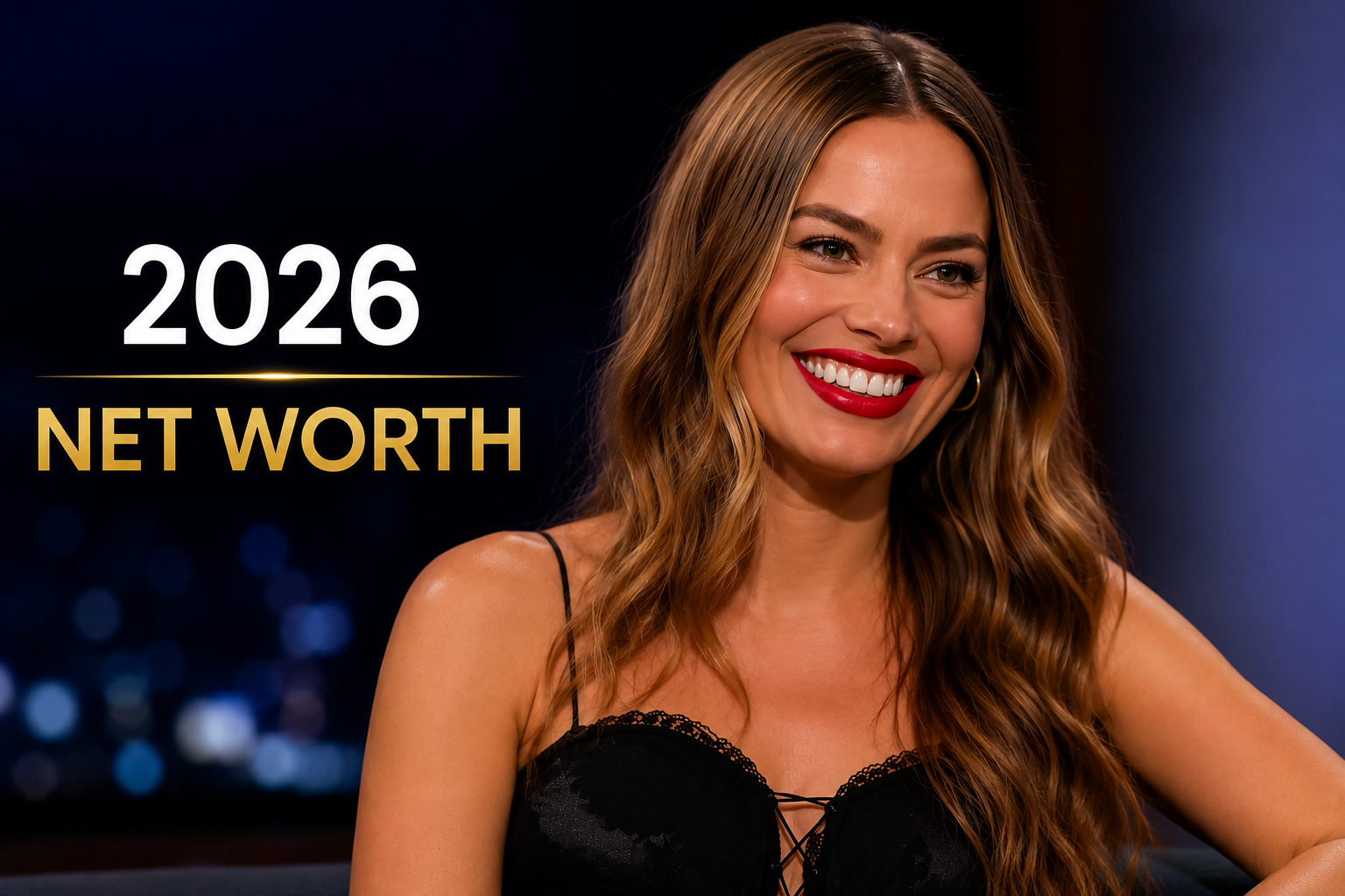 "Margot Bossus smiling outdoors in a stylish black outfit, highlighting her television career and biography for a 2026 net worth feature."